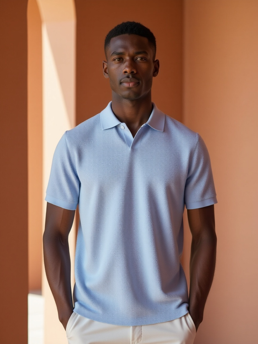 Classic men's polo shirt, suitable for everyday wear. Made from breathable cotton with short sleeves.