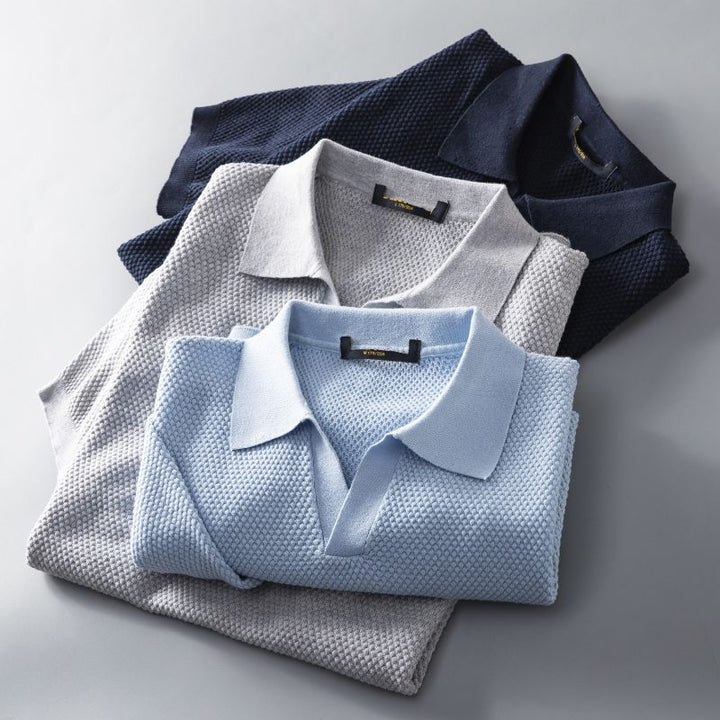 Breathable cotton men's polo shirt, a classic and versatile everyday top for comfortable style.