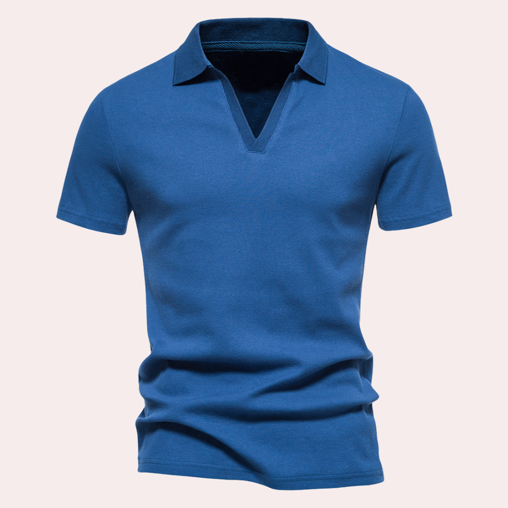 Men's classic fit short-sleeve polo shirt in cotton blend for casual everyday wear.