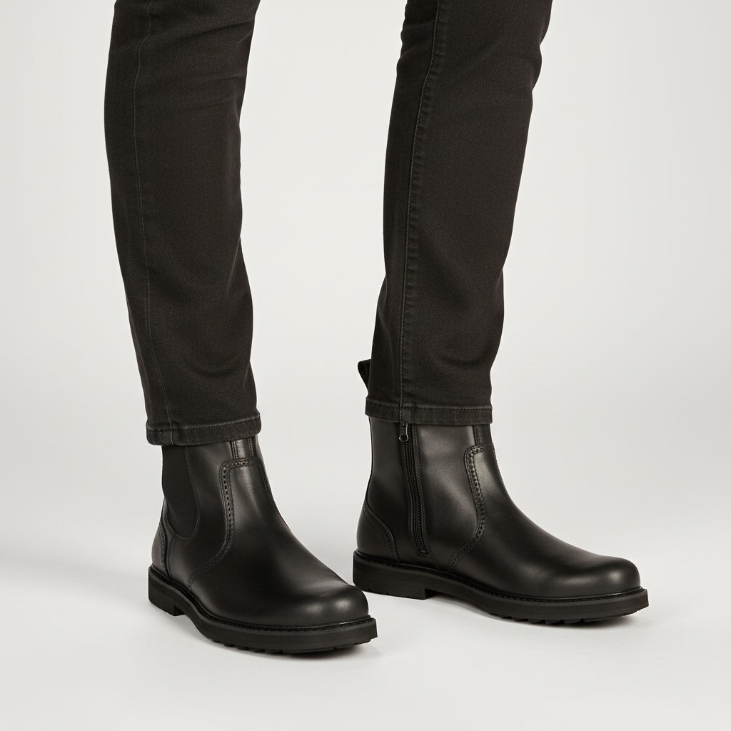 Andreas men's classic Chelsea boots, black slip-on design, combines comfort with elegant style.