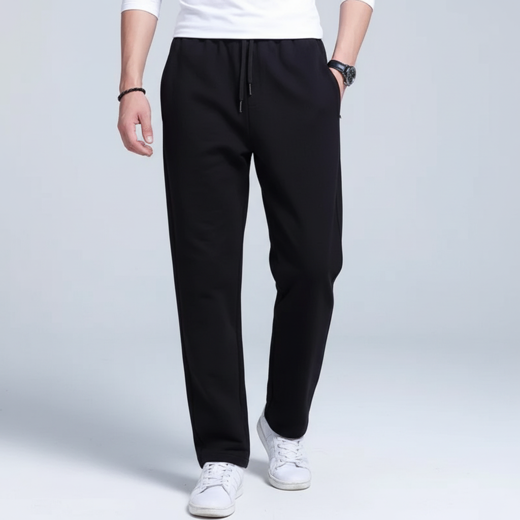 Sporty men's grey track pants, ideal for autumn, providing comfort & athletic style.