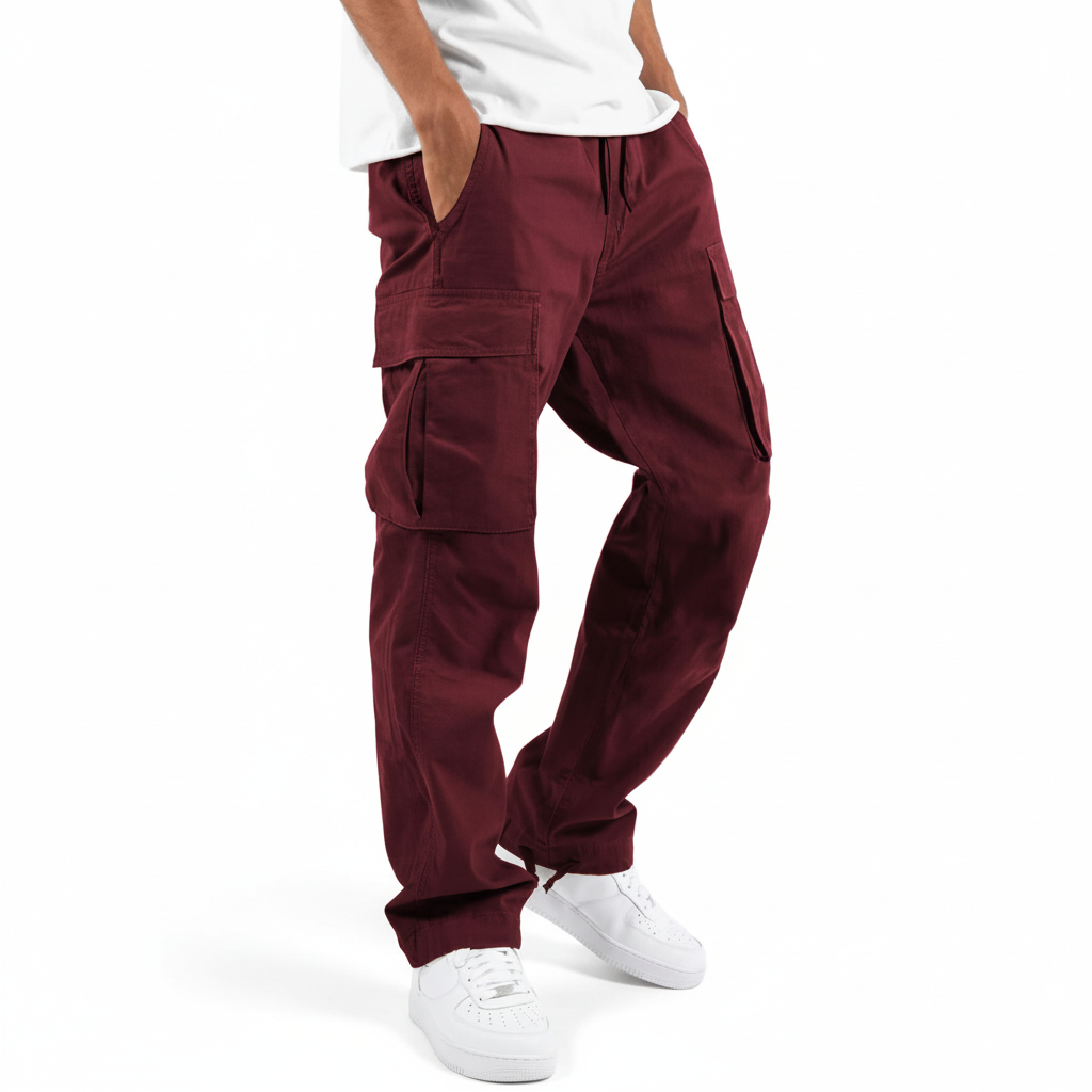 Harald brand men's cotton cargo joggers, blending athletic style with loungewear.