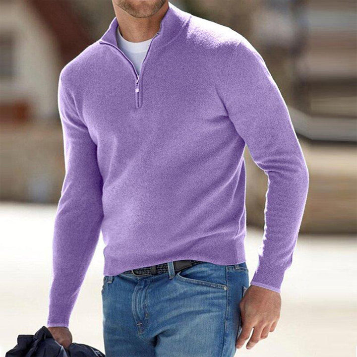 Fashionable men's zip sweater, perfect for adding a touch of casual elegance to any outfit.