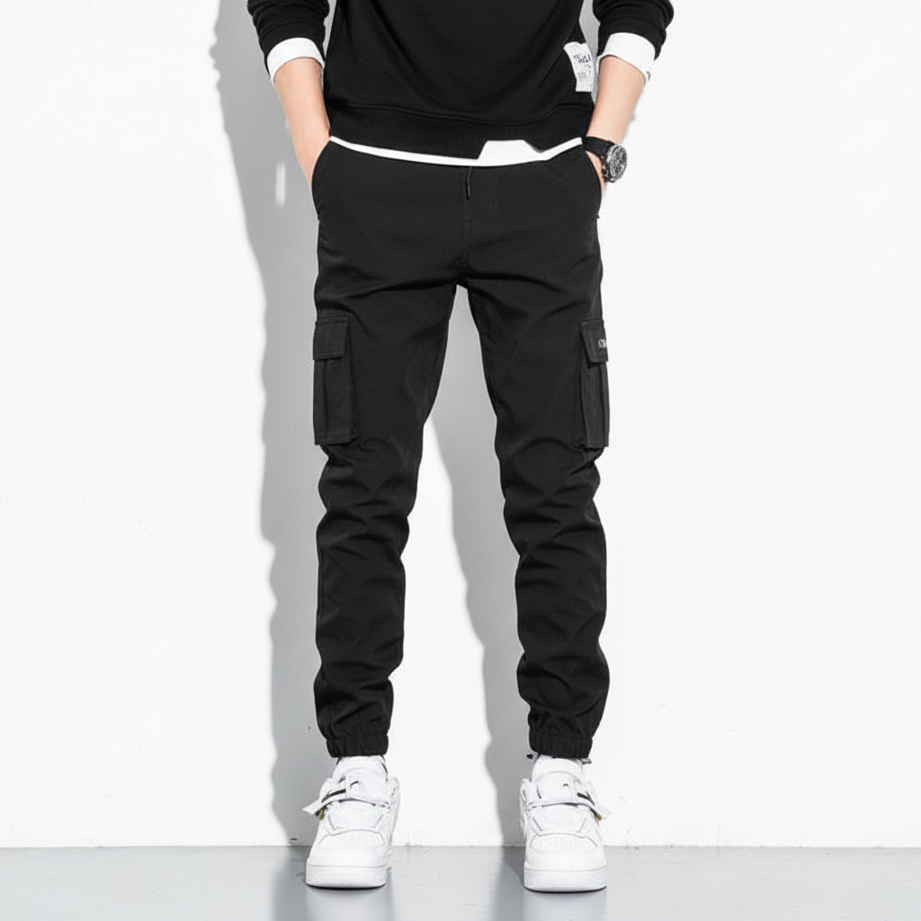 Men's casual multi-pocket cargo pants, durable and comfortable for daily use.