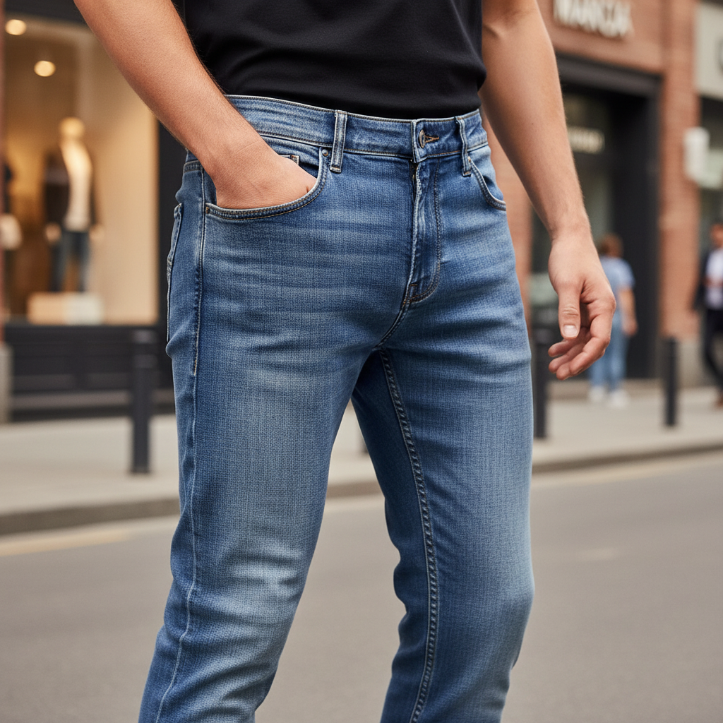 Men's comfortable stretch denim trousers, classic fit for everyday wear