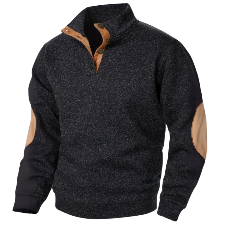 Cozy men's warm knit winter sweater. Long sleeve crew neck jumper for cold weather comfort.
