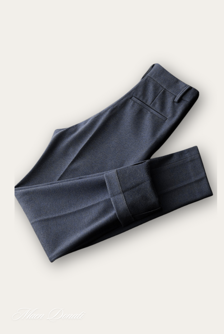 Man wearing Oliver wool blend dress trousers for a business casual look. Comfortable, stylish men's office pants.