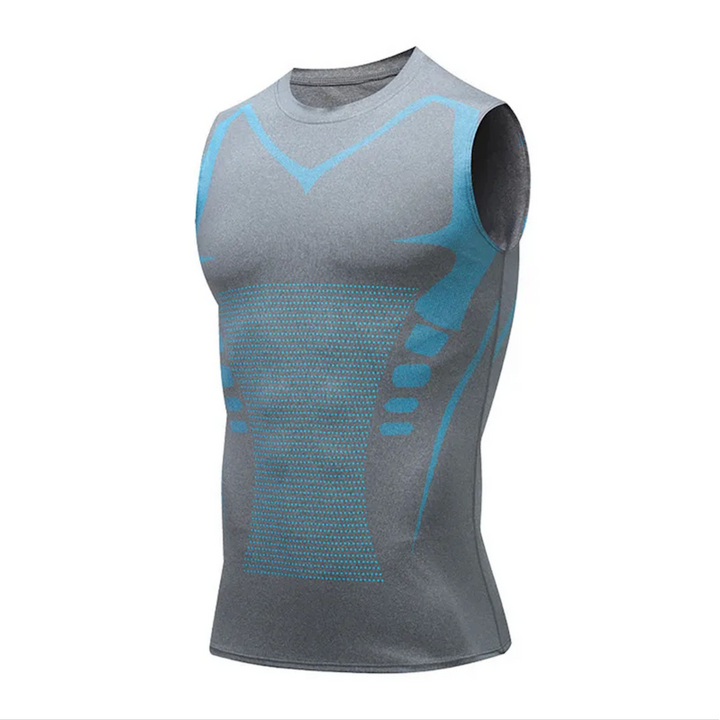 Breathable men's body shaper vest for invisible compression, core support & a confident, toned look.