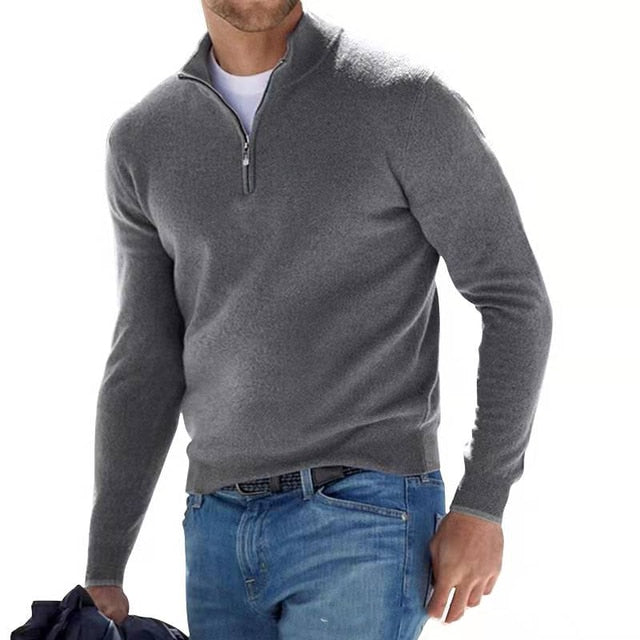 Cozy men's long sleeve pullover, a comfortable knit top for casual & smart casual looks.