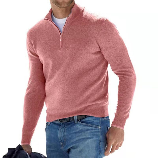 Modern men's casual pullover sweater, offering a comfortable fit and versatile style for everyday wear.