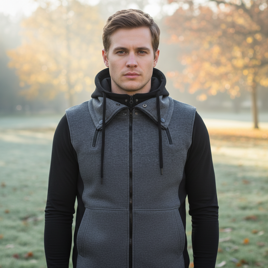 Men's cozy fleece hoodie jacket in gray for winter outdoor wear