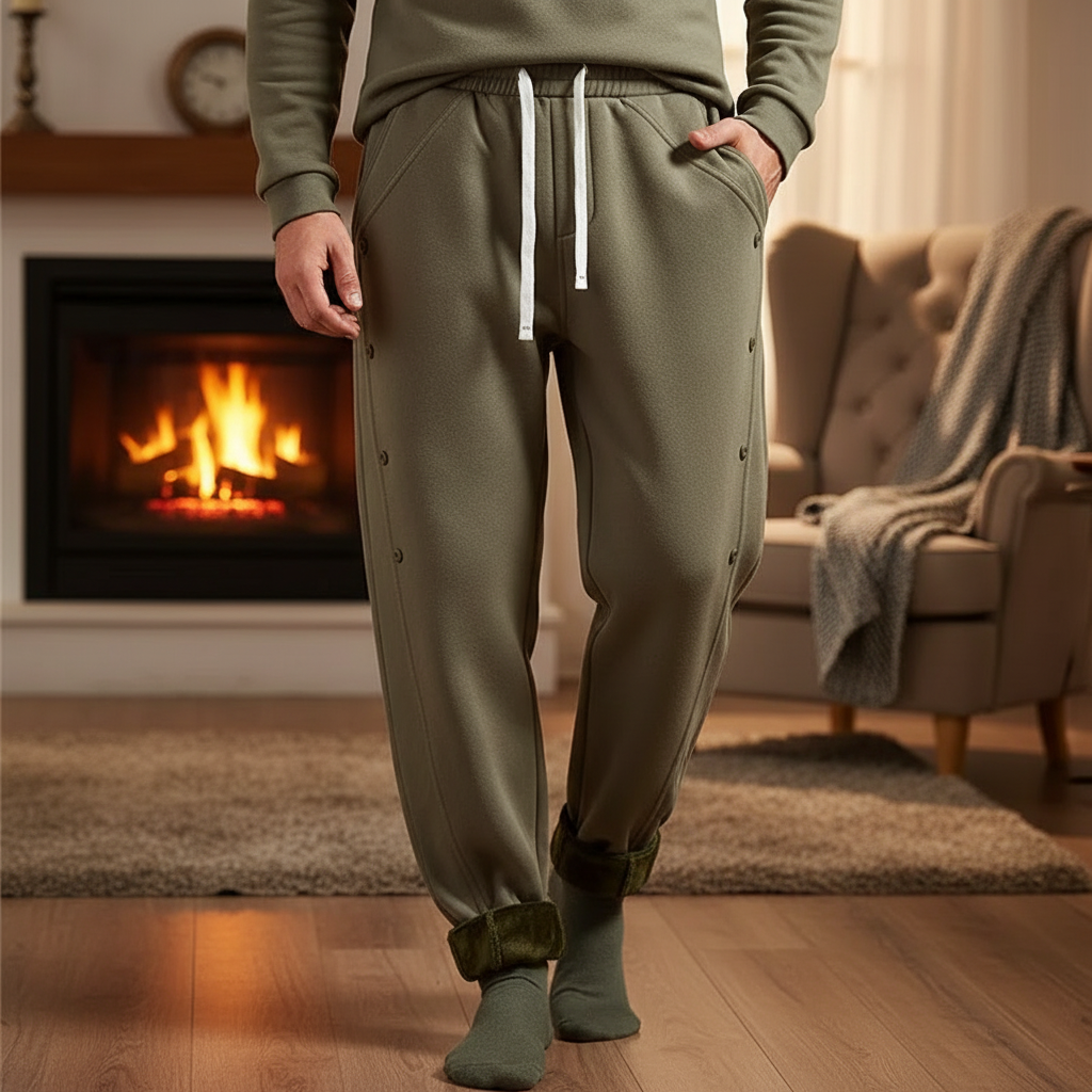 Men's cozy fleece jogger trousers in dark grey perfect for winter loungewear and activewear