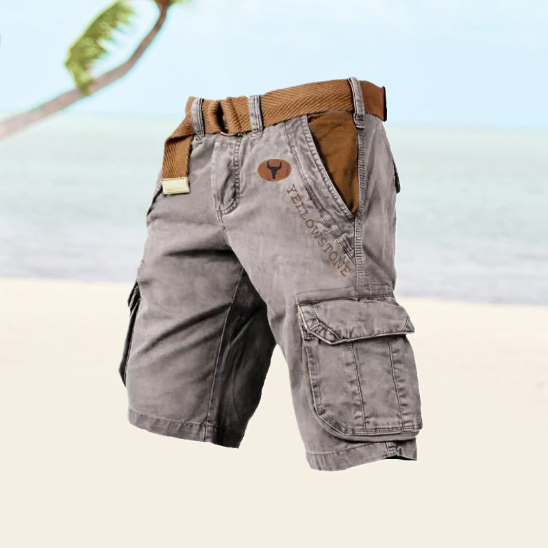 Men's versatile cargo shorts: durable, stretch, multi-pocket. Great for hiking, summer, travel, & casual comfort.