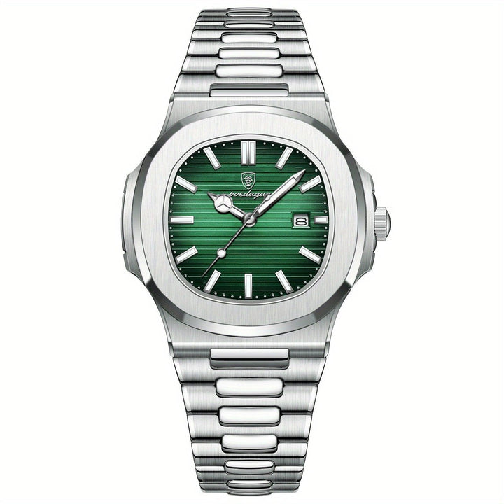 Modern men's wristwatch: durable stainless steel quartz movement, an essential fashion accessory.