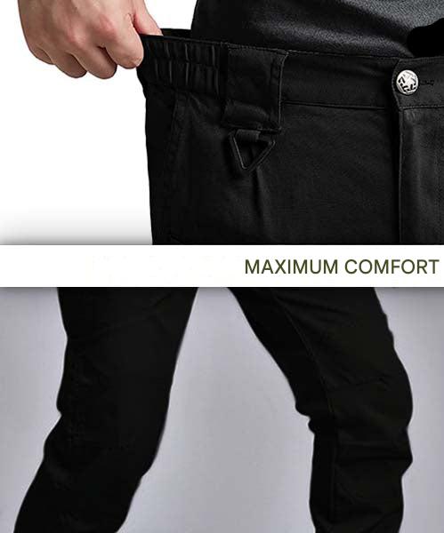 Tactical men's cargo pants, durable work trousers, comfortable for all-day outdoor activity & utility.