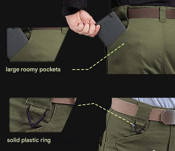 Active men's tactical trousers, flexible cargo design, ideal for outdoor utility tasks & daily wear.
