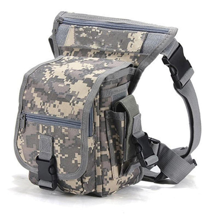 Heavy-duty men's tactical drop leg bag, water-resistant for outdoor sports, with quick-release buckle.