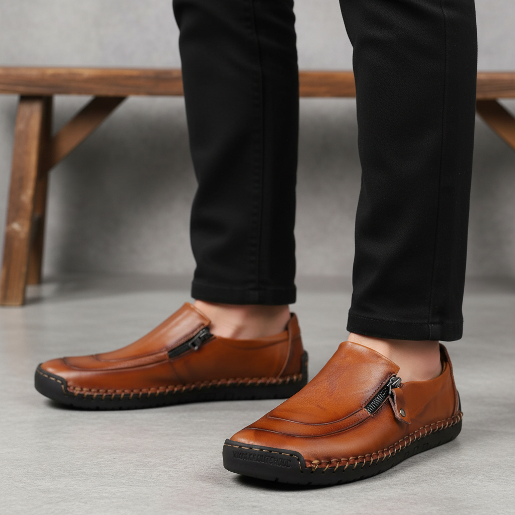 Men's Dwight comfort shoes with side zipper, synthetic leather, orthopedic support