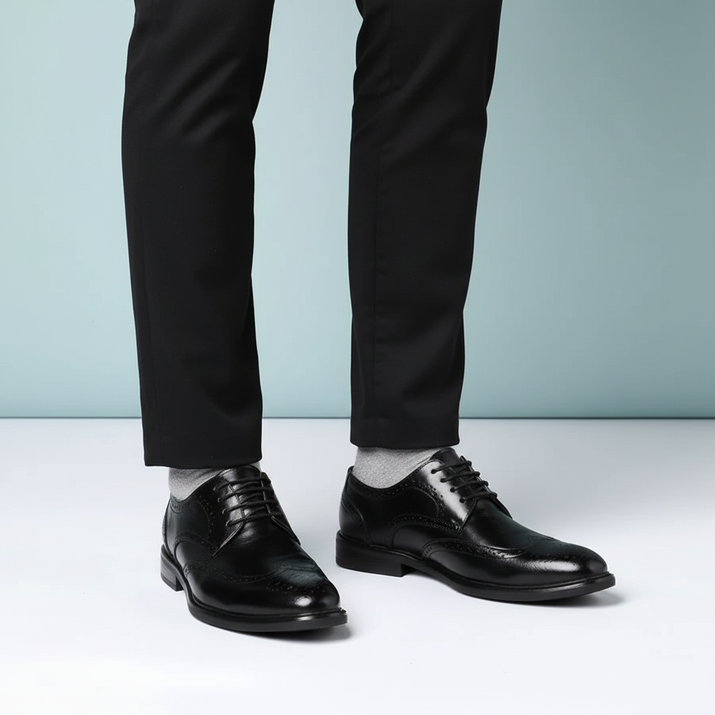 Stylish pair of men's formal leather shoes in a timeless design, suitable for any elegant event.