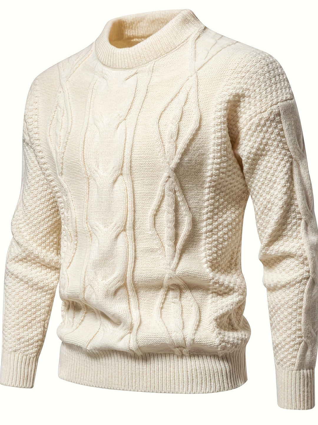 Men's fashion long sleeve knitted jumper. Comfortable round neck sweater for versatile everyday casual wear.
