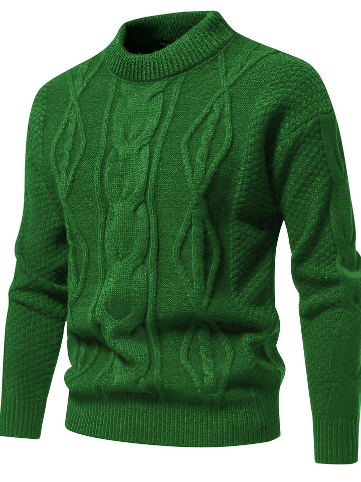 Men's comfortable long sleeve knitted jumper. Versatile round neck sweater for everyday casual men's fashion.