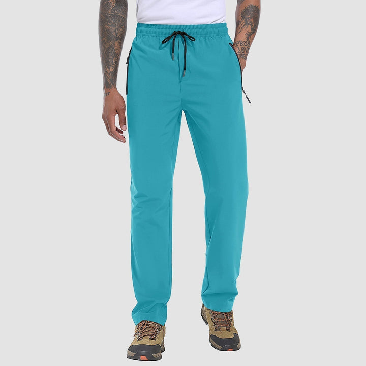 Side view of FlexiTrek men's quick-dry stretch hiking pants, showing ergonomic fit & freedom of movement.
