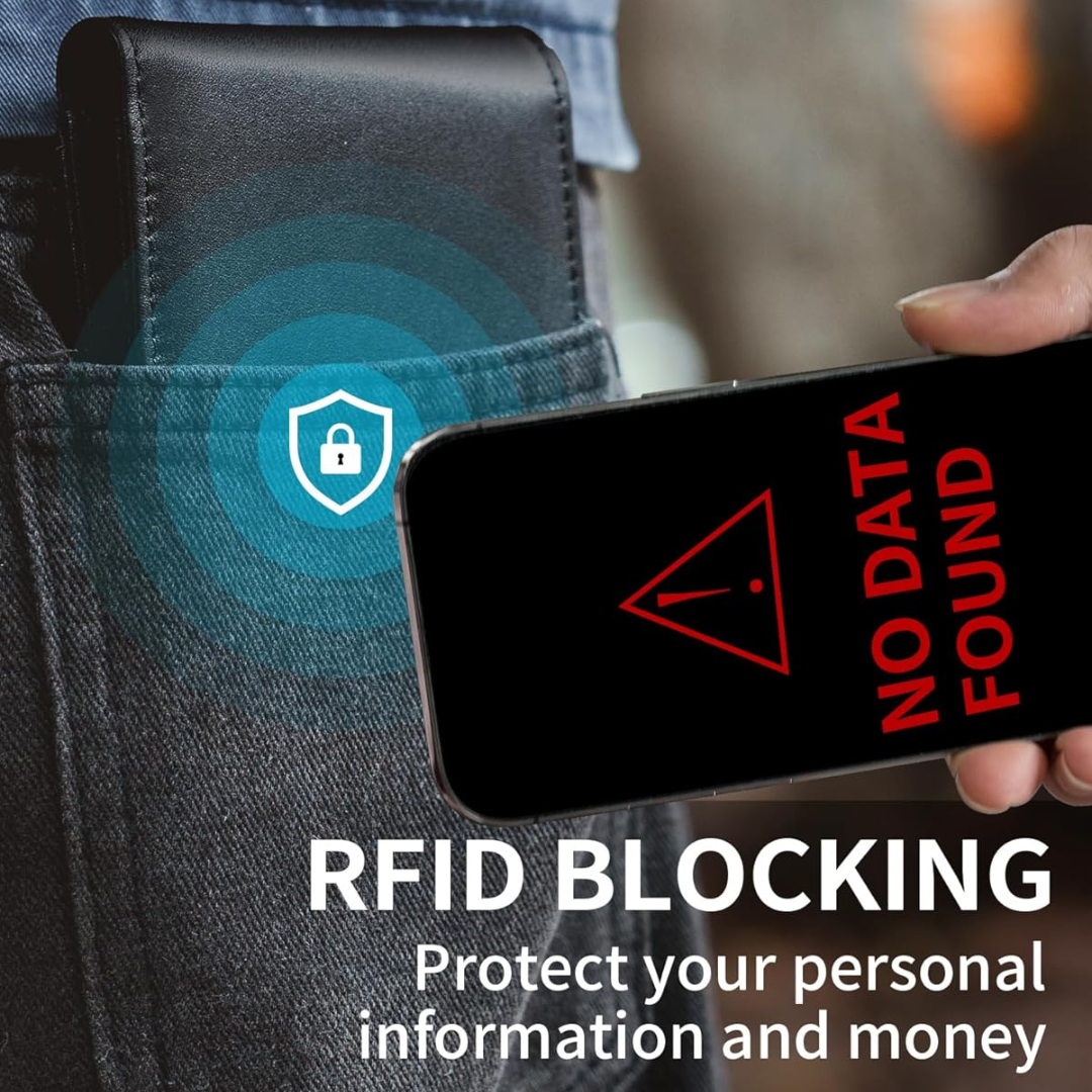 Sophisticated men's genuine leather RFID blocking bifold wallet, a practical and stylish accessory