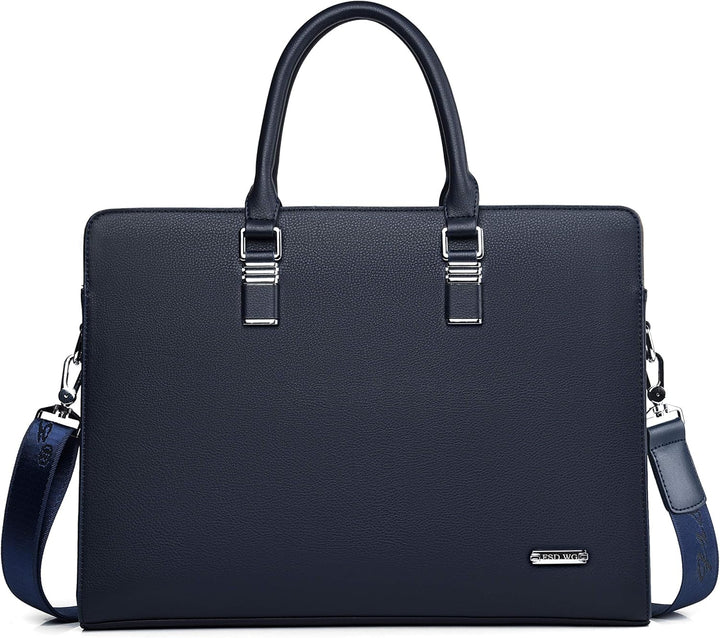 Rich tan genuine leather men's briefcase, adds touch of class to any outfit
