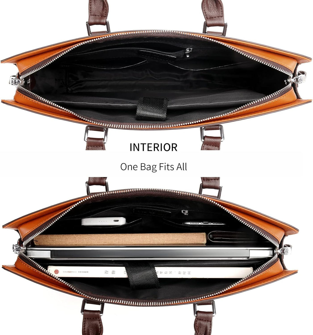 Commuter-friendly men's leather briefcase, keeps essentials secure and accessible