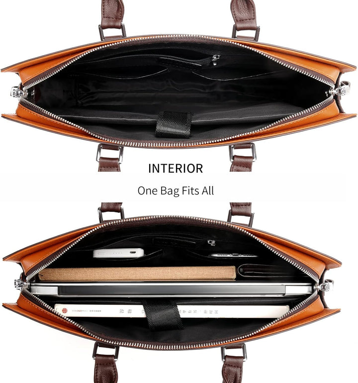 Commuter-friendly men's leather briefcase, keeps essentials secure and accessible