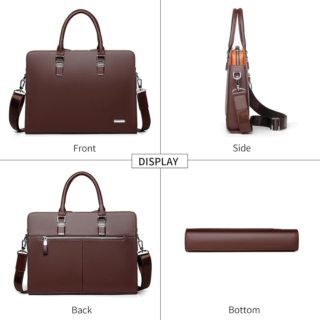 High-quality men's genuine leather professional laptop briefcase, durable for daily business.
