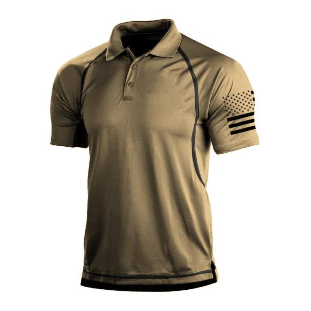 Men's gray TrailCore quick-drying outdoor polo shirt, ideal for hiking and sportswear
