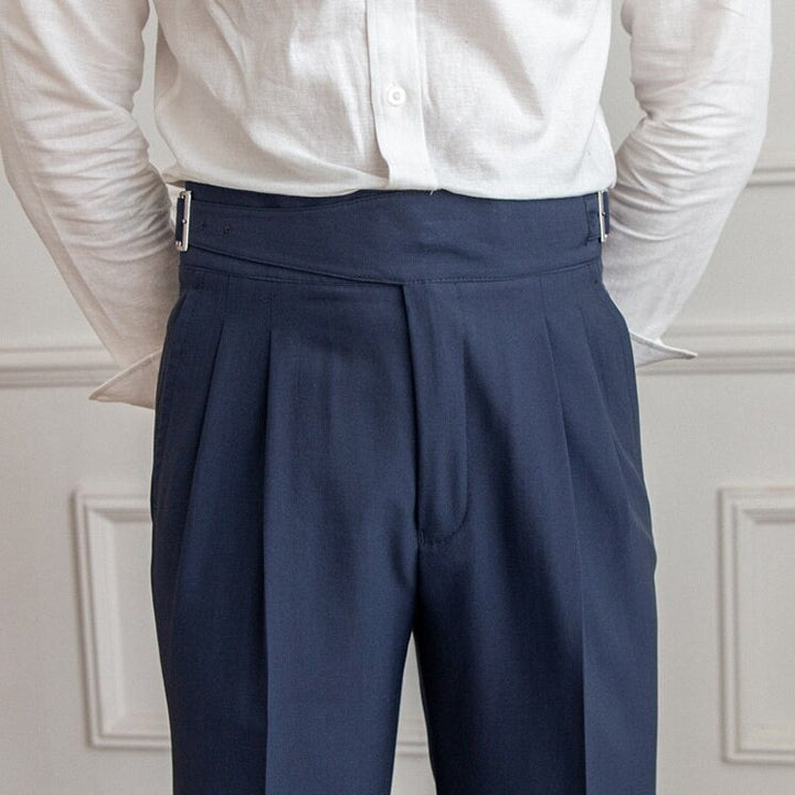 Stylish men's Gurkha trousers, high-waisted and straight-legged for a confident look.