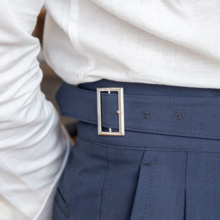 Formal men's attire: high-waisted Gurkha pants, offering both comfort and sophistication.