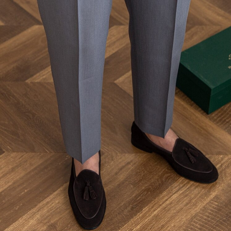 Isauro high-waist Gurkha pants, men's classic formal trousers with a clean straight leg.