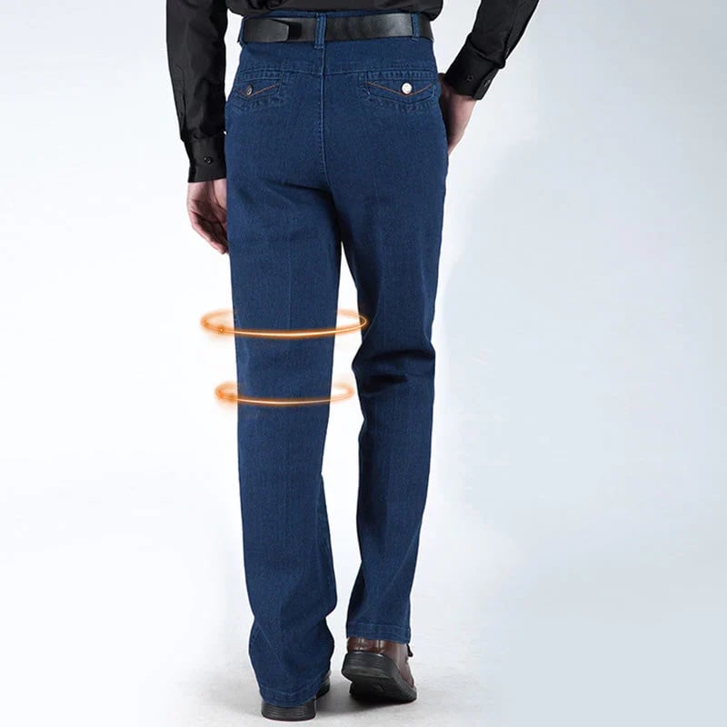 Comfortable & stylish men's high waist straight leg jeans. Relaxed fit, classic denim pants.