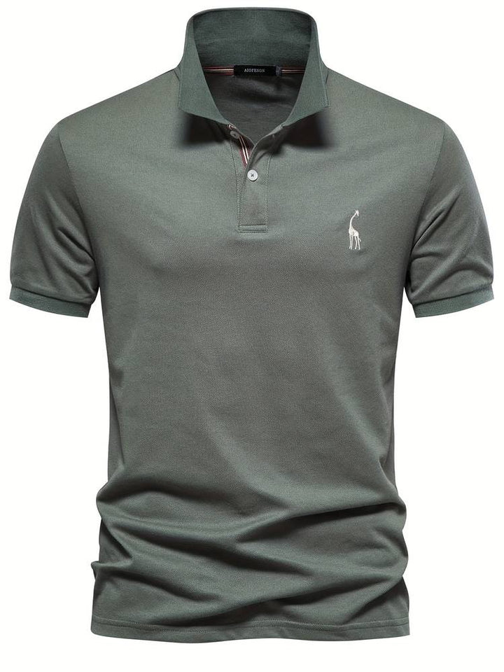 Comfortable men's polo shirt, Jasper color, short sleeve, modern style for everyday casual wear.