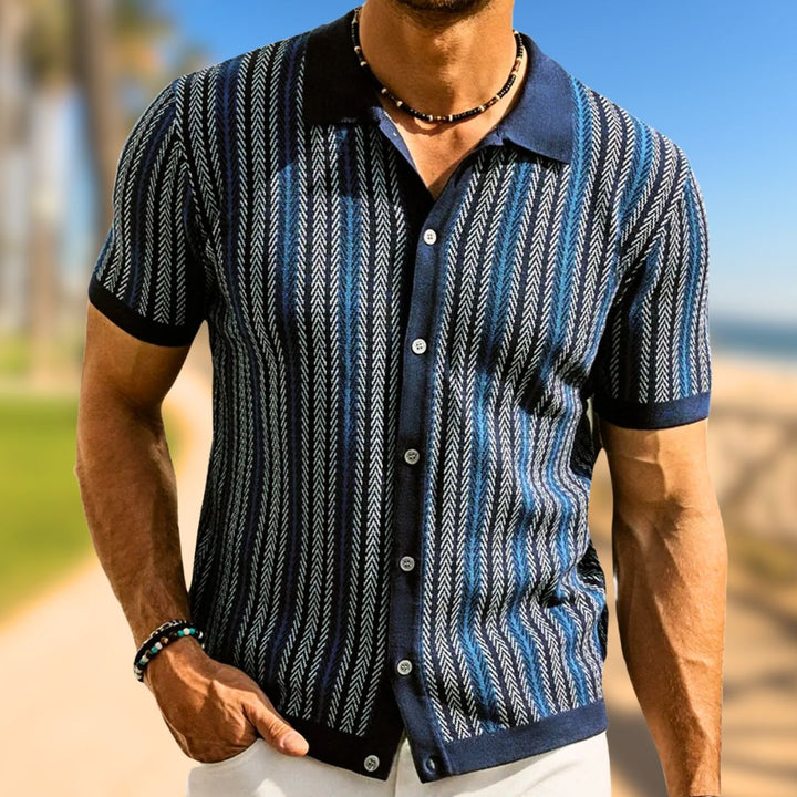 Men's Julian Chevron Polo Shirt, modern casual style, short sleeve, perfect for summer fashion & comfort.