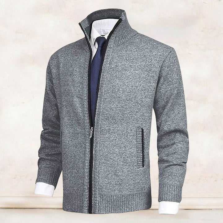 Men's casual knitted zipper jacket, a versatile layering piece for everyday comfort & style.