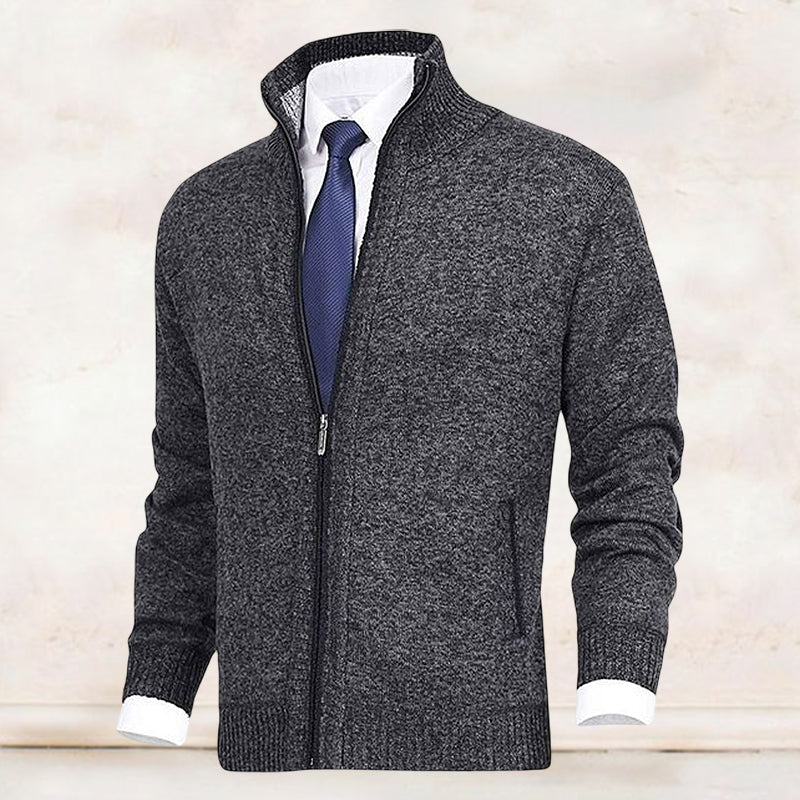 Stylish men's knitted zipper jacket, a smart casual layering vest for fall and winter fashion.
