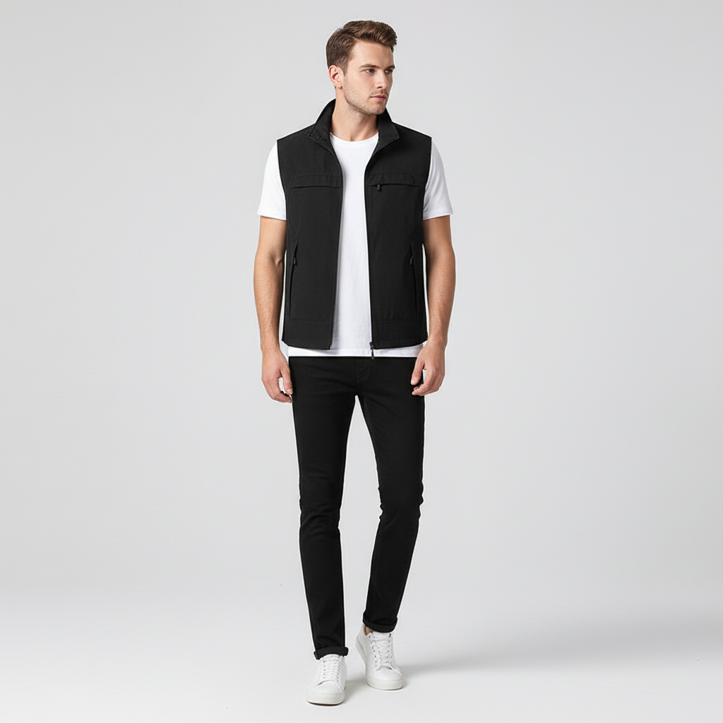 Lightweight men's athletic vest, quick-dry and breathable, ideal for running, white