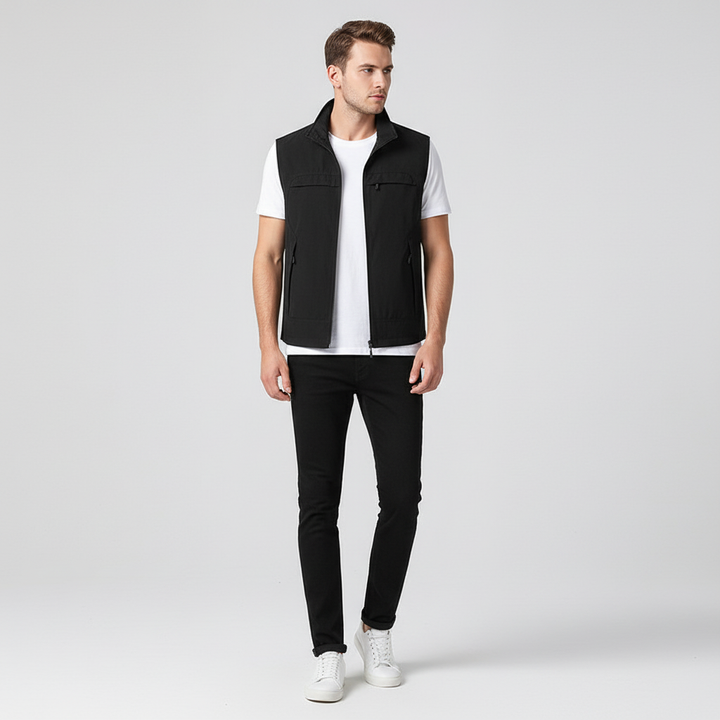 Lightweight men's athletic vest, quick-dry and breathable, ideal for running, white