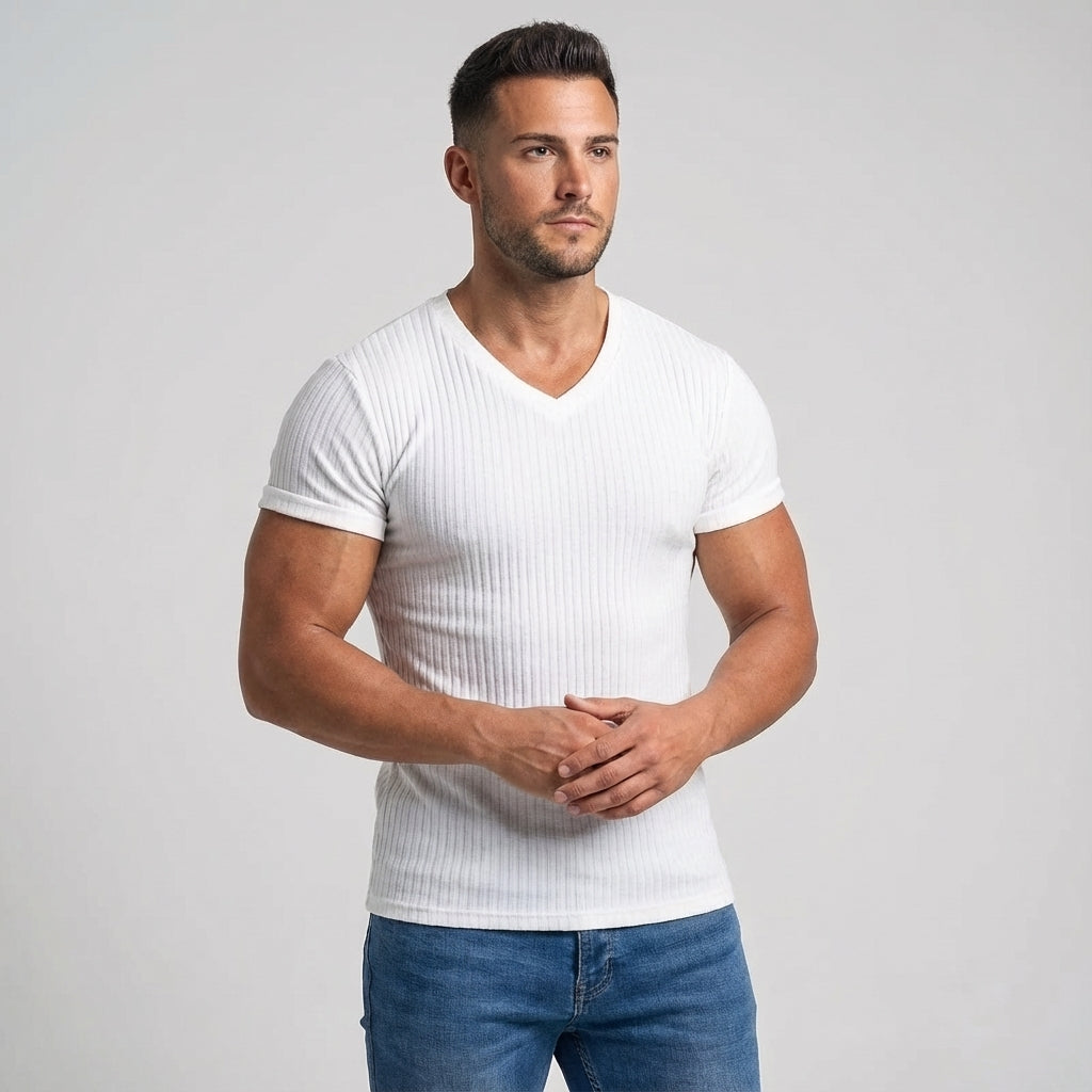Sportswear v-neck men's Ross training shirt, moisture-wicking and lightweight for gym