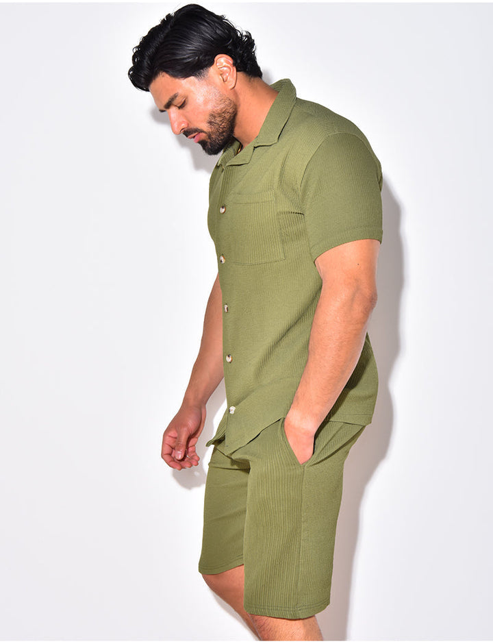 Relaxed fit men's two-piece summer set, perfect for casual wear, beach trips, or vacation outfits.