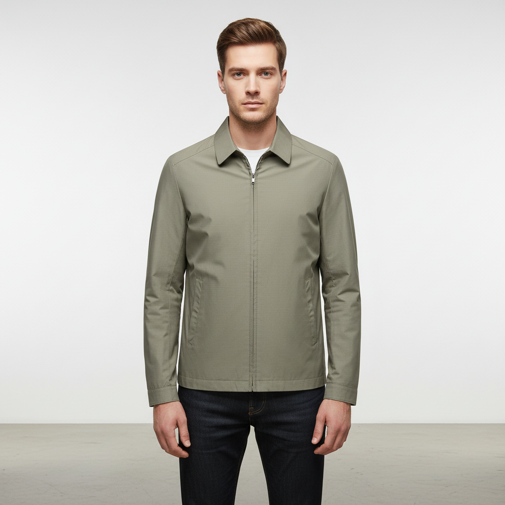 Practical men's lightweight cotton blend jacket for adaptable business casual everyday wear