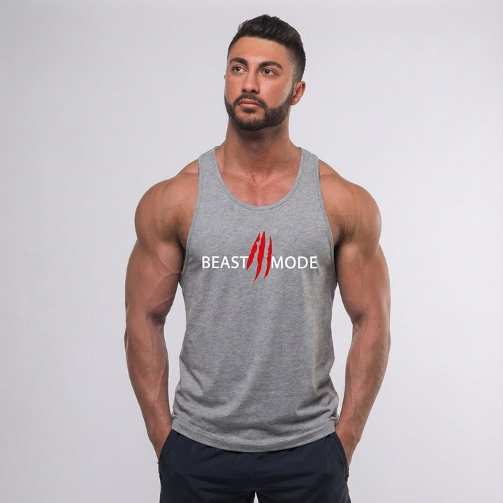 Frederick men's printed cotton workout tank, sleeveless for unrestricted movement