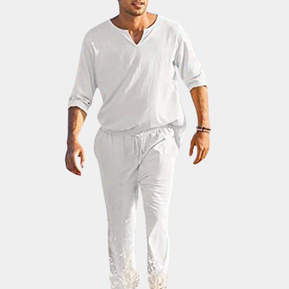 Men's lightweight cotton two-piece outfit in relaxed fit, perfect for summer loungewear