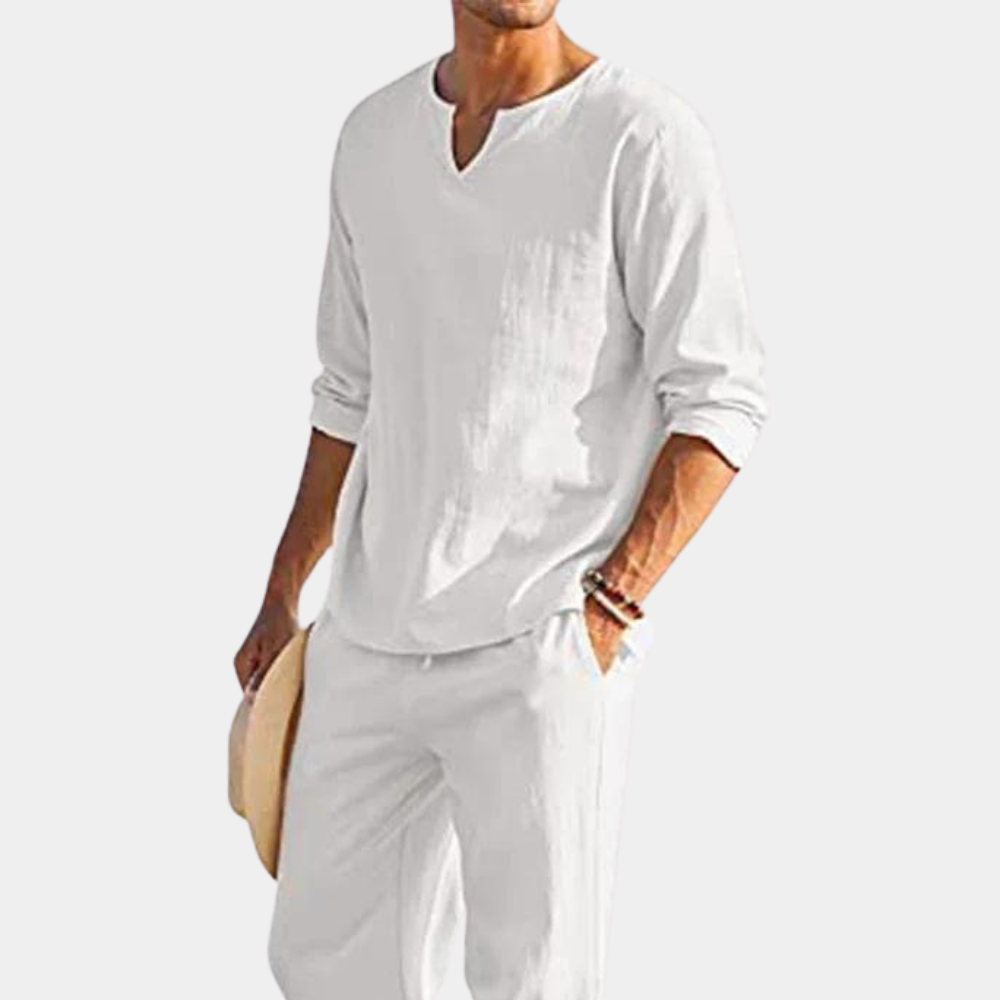 Casual men's 2-piece cotton set, ideal for comfortable summer wear and relaxed styling