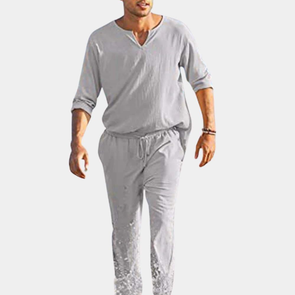 Relaxed fit men's summer outfit set, made from breathable cotton for casual loungewear