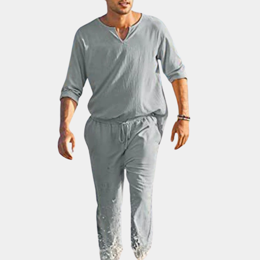 Two-piece men's cotton set, lightweight and casual for warm weather and relaxed outfits